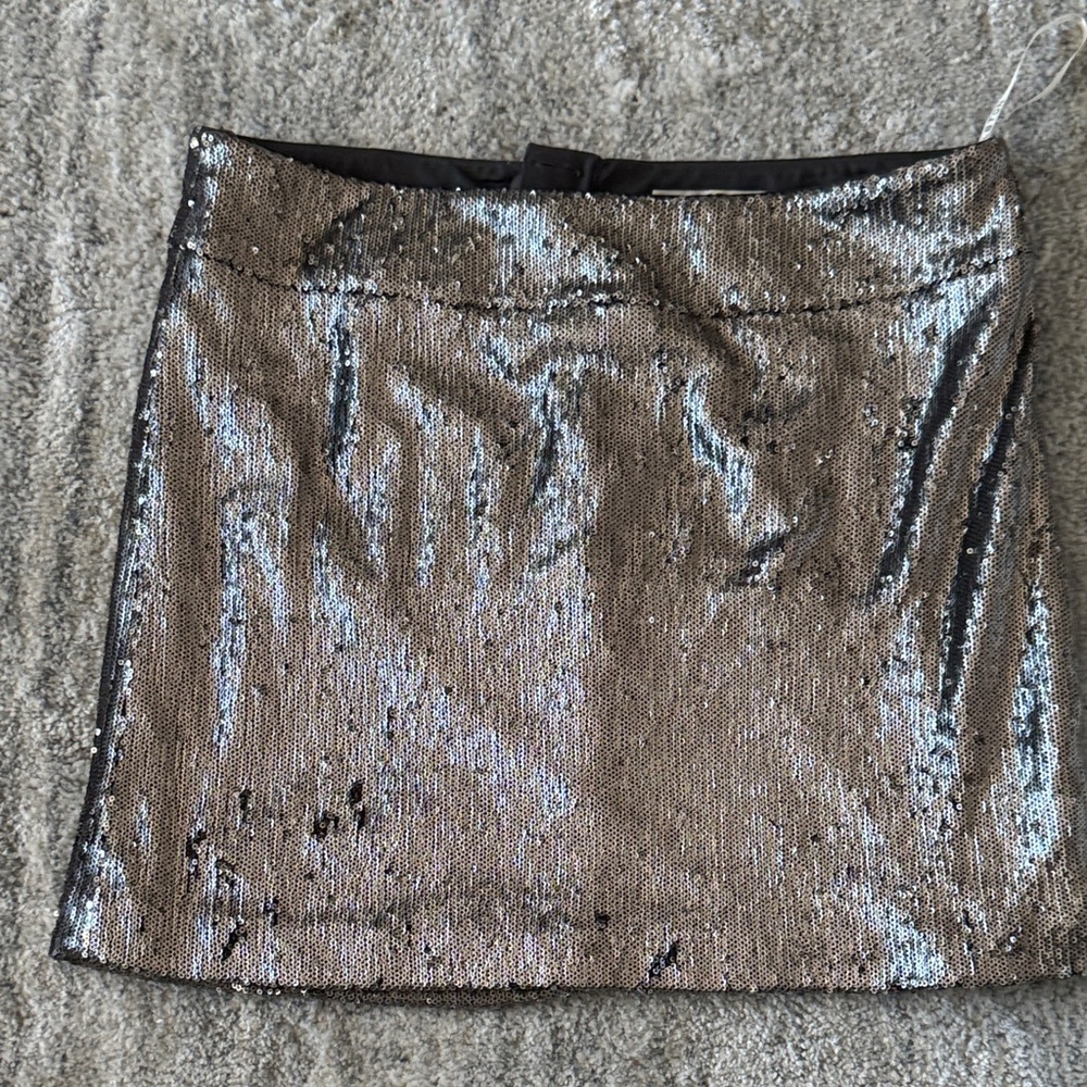 Halston Heritage Metallic Sequin Mini Skirt